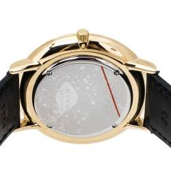 Pre Owned Movado Black Gold Tone Stainless Steel Leather Ultra Slim 0607087 Men's Wristwatch 40 mm