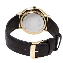 Pre Owned Movado Blue Gold Tone Stainless Steel Leather Ultra Slim 0607088 Men's Wristwatch 40 mm