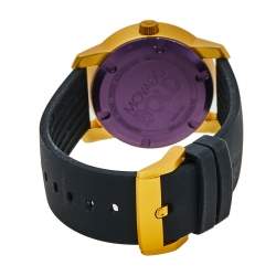 Pre Owned Movado Black Yellow Gold PVD Coated Aluminium Rubber Bold MB.01.1.22.6073 Men's Wristwatch 44 mm