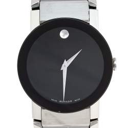 Pre Owned Movado Black Stainless Steel Sapphire 84 G 1896 Men's Wristwatch 35 mm