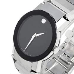 Pre Owned Movado Black Stainless Steel Sapphire 84 G 1896 Men's Wristwatch 35 mm