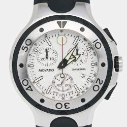 Pre Owned Movado White Stainless Steel Rubber Series 800 84.C5.1896.1 Men's Wristwatch 45MM