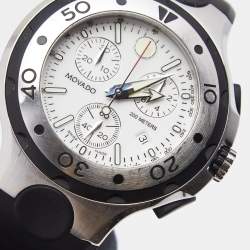 Pre Owned Movado White Stainless Steel Rubber Series 800 84.C5.1896.1 Men's Wristwatch 45MM