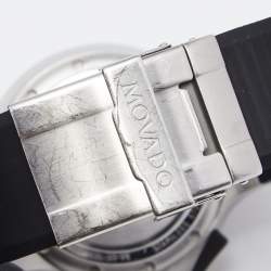 Pre Owned Movado White Stainless Steel Rubber Series 800 84.C5.1896.1 Men's Wristwatch 45MM