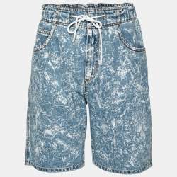 MSGM Blue Denim Acid Wash Drawstring Shorts M
