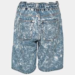 MSGM Blue Denim Acid Wash Drawstring Shorts M