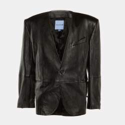 Pre Owned MUGLER X HM Black Faux Leather Jacket XXL 