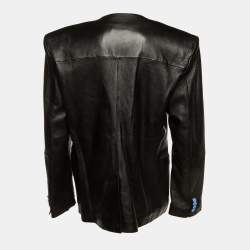 Pre Owned MUGLER X HM Black Faux Leather Jacket XXL