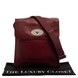 Pre Owned Mulberry Burgundy Leather Antony Messenger Bag