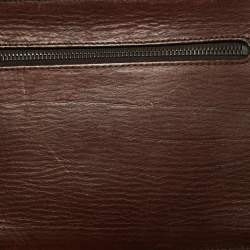 Pre Owned Mulberry Dark Brown Leather Double Zip Wristlet Pouch