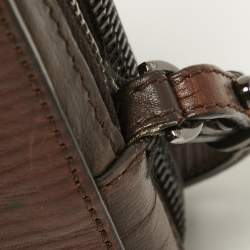 Pre Owned Mulberry Dark Brown Leather Double Zip Wristlet Pouch