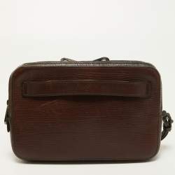 Pre Owned Mulberry Dark Brown Leather Double Zip Wristlet Pouch