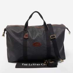 Mulberry Black/Brown Grain Leather Oversized Top Zip Weekender Bag
