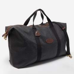 Mulberry Black/Brown Grain Leather Oversized Top Zip Weekender Bag