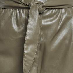 Pre Owned Nanushka Green Faux Leather High Rise Belted Pants S