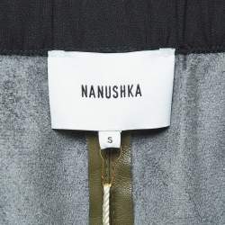 Pre Owned Nanushka Green Faux Leather High Rise Belted Pants S