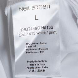 Pre Owned تي شيرت نيل باريت رقبة مستديرة قطن طباعة بوكسينغ بروتوس أبيض L