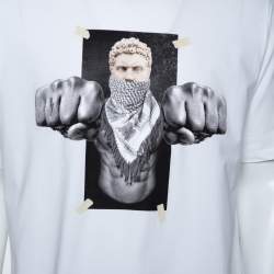 Pre Owned تي شيرت نيل باريت رقبة مستديرة قطن طباعة بوكسينغ بروتوس أبيض L