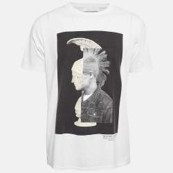 Neil Barrett White Mohawk Warrior Print Cotton T-shirt L
