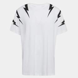 Neil Barrett White Printed Cotton Knit T-Shirt XXL