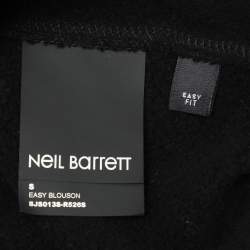 Neil Barrett Black Cotton Knit Lightning Bolt Print Hoodie S