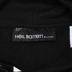 Neil Barrett Black/White Cotton Knit Lightning Bolt Print Hoodie S