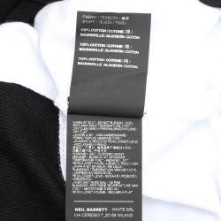 Neil Barrett Black/White Cotton Knit Lightning Bolt Print Hoodie S