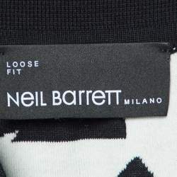 Neil Barrett Black Thunder Bolt Pattern Cotton Polo T-Shirt M