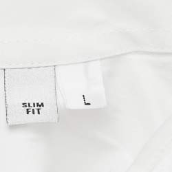 Neil Barrett White Lighting Bolt Print Cotton Slim Fit Shirt L