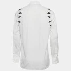 Neil Barrett White Lighting Bolt Print Cotton Slim Fit Shirt L