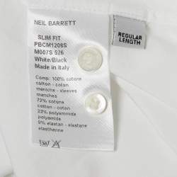 Neil Barrett White Lighting Bolt Print Cotton Slim Fit Shirt L