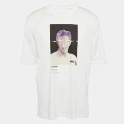 Neil Barrett White Cyberpunk Print Jersey Slim Rolled Up Sleeve T-Shirt XL