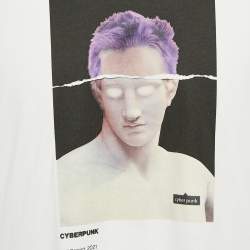 Neil Barrett White Cyberpunk Print Jersey Slim Rolled Up Sleeve T-Shirt XL