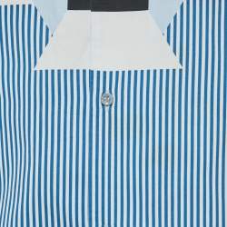 Neil Barrett Blue Geometric Print Cotton Loose Fit Shirt XL