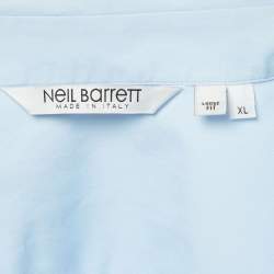 Neil Barrett Blue Geometric Print Cotton Loose Fit Shirt XL