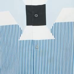 Neil Barrett Blue Geometric Print Cotton Loose Fit Shirt XL