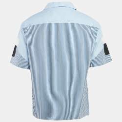 Neil Barrett Blue Geometric Print Cotton Loose Fit Shirt XL