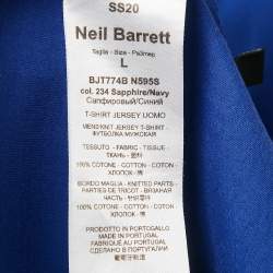 Neil Barrett Blue N Applique Jersey Crewneck T-Shirt L