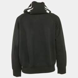 Neil Barrett Black Lighting Print Knit Hooded Sweatshirt M