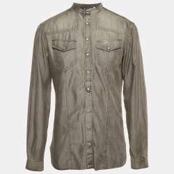 Neil Barrett Grey Denim  Long Sleeve Shirt L