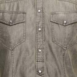 Neil Barrett Grey Denim  Long Sleeve Shirt L