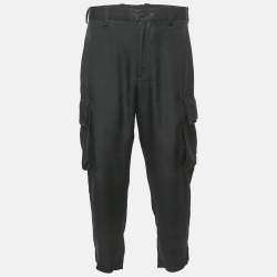 Neil Barrett Black Gabardine Loose Fireman Cargo Trousers XL