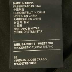 Neil Barrett Black Gabardine Loose Fireman Cargo Trousers XL