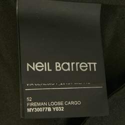 Neil Barrett Black Gabardine Loose Fireman Cargo Trousers XL