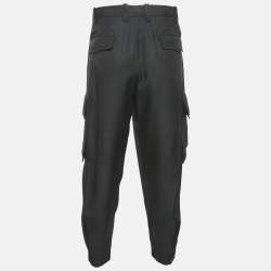 Neil Barrett Black Gabardine Loose Fireman Cargo Trousers XL