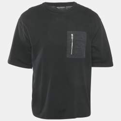Pre Owned Neil Barrett Black Pocket Detail Jersey Crewneck T-Shirt L