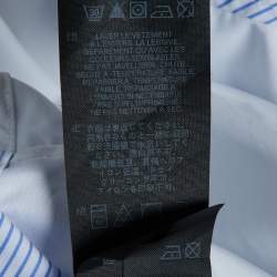 مملوكة مسبقًا Black Barett by Neil Barrett White Striped Cotton Paneled Short Sleeve Shirt S