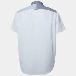 �مملوكة مسبقًا Black Barett by Neil Barrett White Striped Cotton Paneled Short Sleeve Shirt S