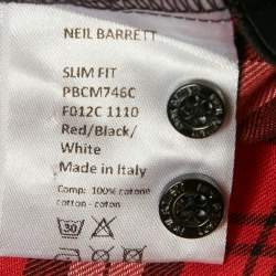 Pre Owned Neil Barrett Red Checks Cotton Slim Shirt S