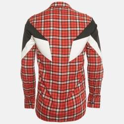 Pre Owned Neil Barrett Red Checks Cotton Slim Shirt S